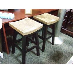 Brazilian Walnut Framed Sea-grass Bar Stools