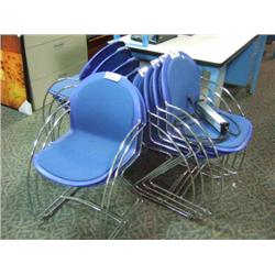 Chrome Framed Blue Slimline Stacking Chair