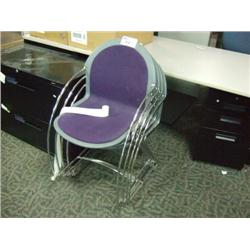 Chrome Framed Purple Slimline Stacking Chair