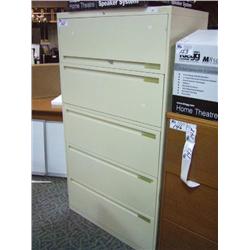 Cream 5 Drawer Lateral Filing Cabinet