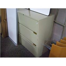 Cream 3 Drawer Lateral Filing Cabinet