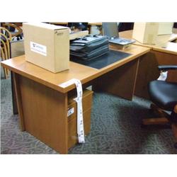 Golden Oak Inlay Executive Desk