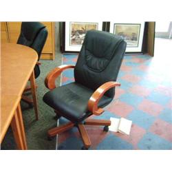 Cherry Framed Black Leather Boardroom Knee Tilter