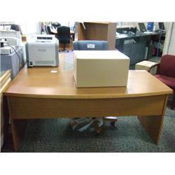 Golden Oak L-shape Bowfront Executive Desk