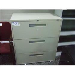 Cream 3 Drawer Lateral Filing Cabinet