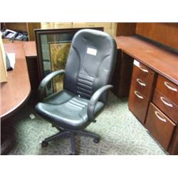 Black Leather Mid Back Task Chair