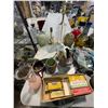 Image 2 : Large group of assorted collectibles - Asian umbrellas/ vases/ home decor/ weighted dolls/ metal art