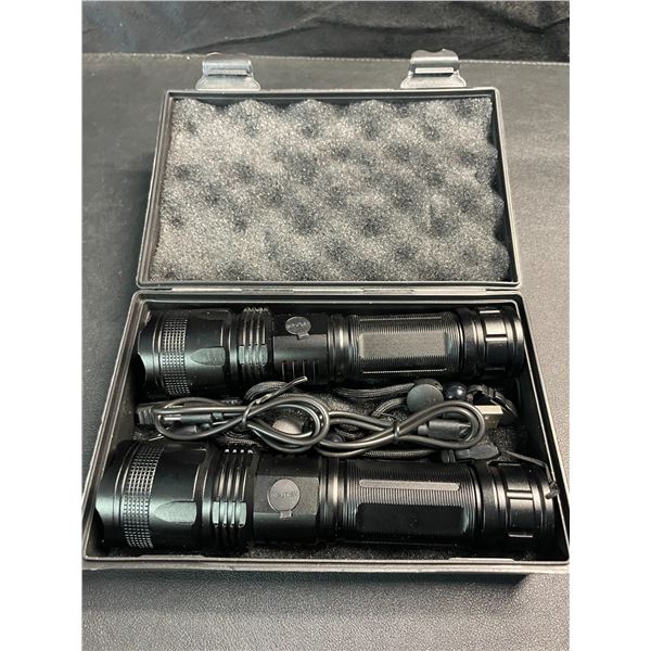 1 Box of 2 Powerstyle High-Power Tactical Rechargeable Flashlights - New