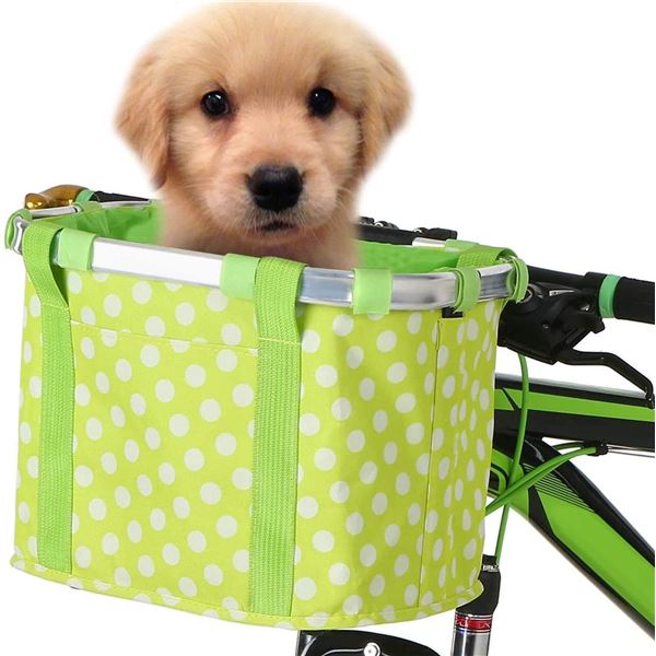 1 Foldable Bike Basket/Front Pet Carrier Basket for Bicycles - Easy Install - Green - Brand New!