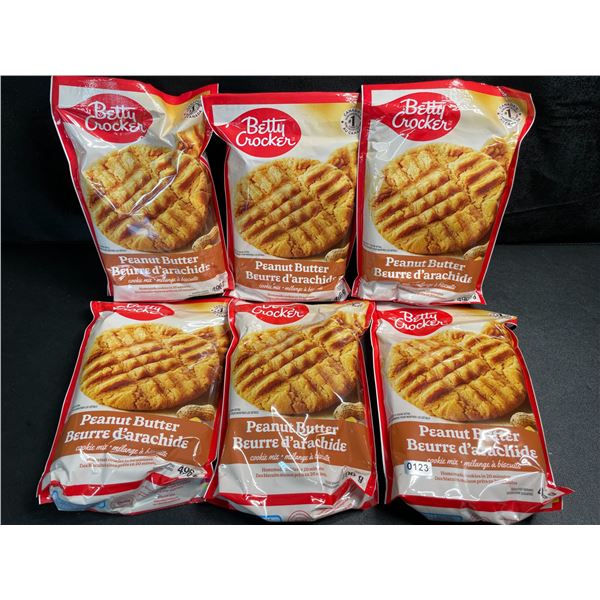 6 Packs of Betty Crocker Peanut Butter Cookie Mix - 496g - (BB: Aug 15/2025)