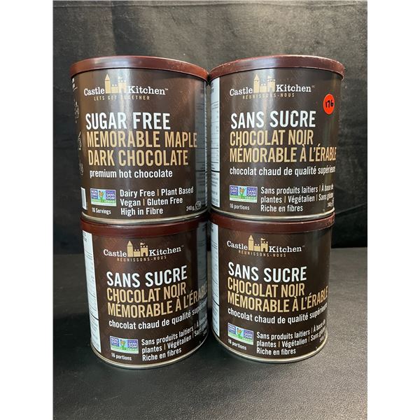 4 Cans of Castle Kitchen Sugar-Free Premium Hot Chocolate; Dairy Free/Gluten Free/Vegan (240g Each)
