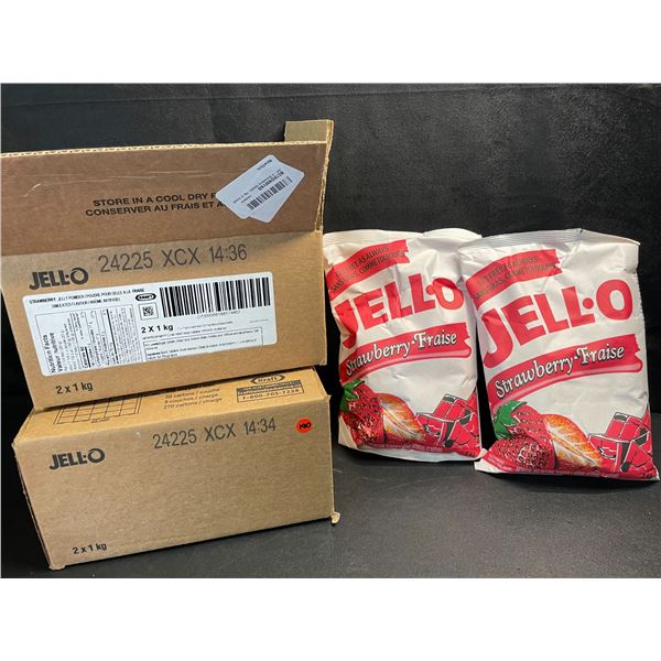 2 Boxes of Jell-O Strawberry Jelly Powder - 2 Pouches Per Box (1kg Each)