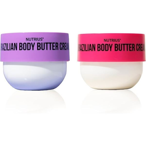 2 Pack of Nutrius Brazilian Body Butter Creams - Berry Bliss & Botanical Bliss (177ml Each)