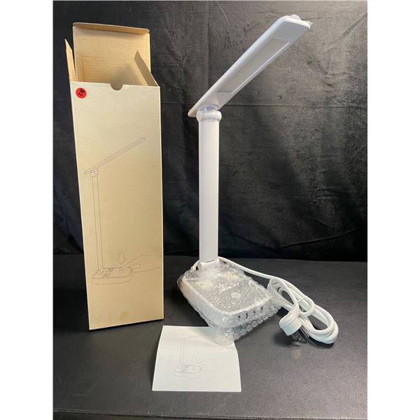 1 LED Table Lamp with Multi-USB Port Charging/Outlet Base - White - Brand New!