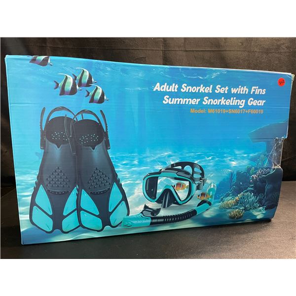 1 Adult Snorkel Set with Fins & Goggles - Brand New!