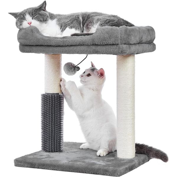 1 MeowSir Small Cat Tree/Cat Scratching Post with Perch Bed - Grey - 19.6" Tall - New in Box!