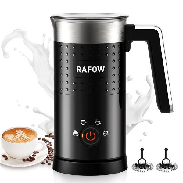 1 Rafow 4-in-1 Electric Milk Frother & Heater; Hot and Cold Coffee Foam Frother - 10oz - Brand New!
