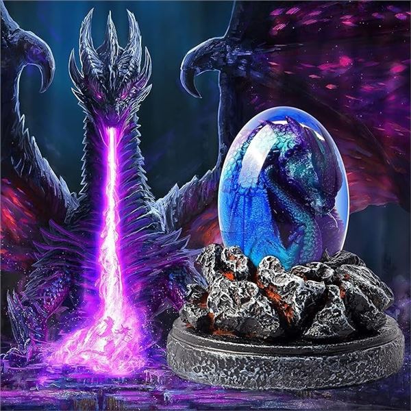 1 Crystal Dragon Egg Statue/Ornament with Lava Base - Brand New in Box