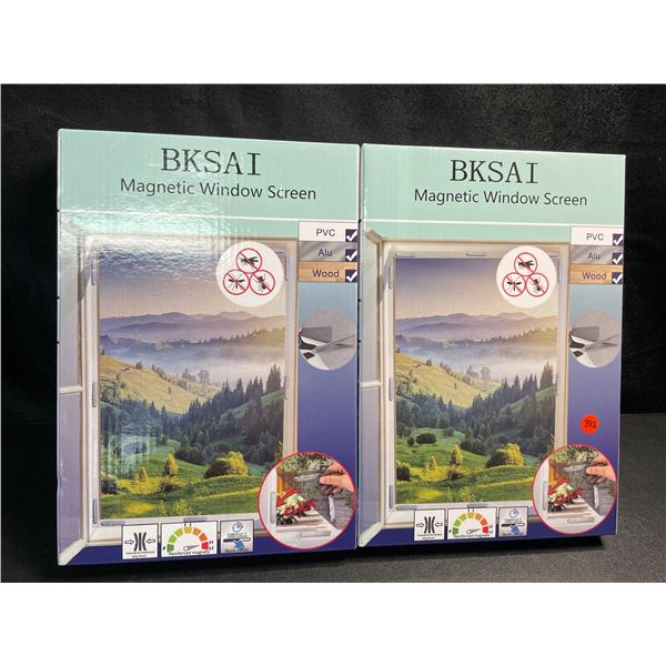 2 Magnetic Window Screen Kits - 51" x 59" Size - Cut to Size, Magnetic Closure - Black - Brand New!