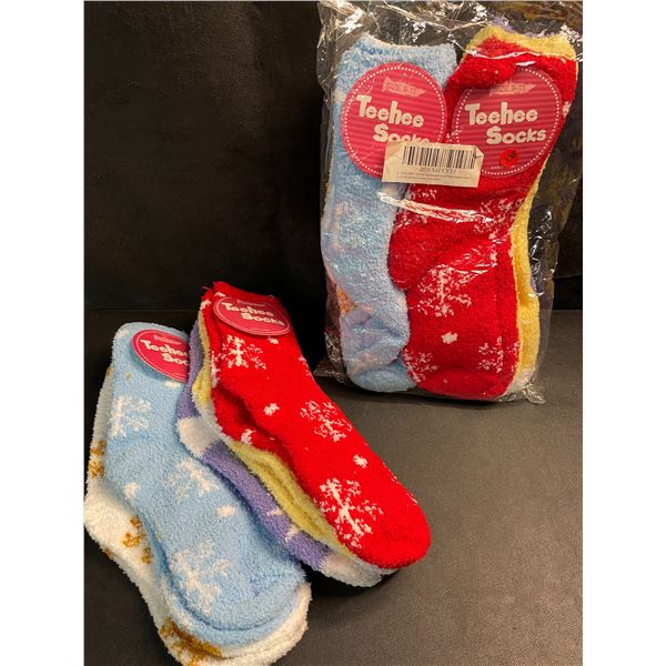 2 Packs of TeeHee Cozy Fuzzy Warm Slipper Crew Socks for Women - 5 Pairs Per Pack - Brand New