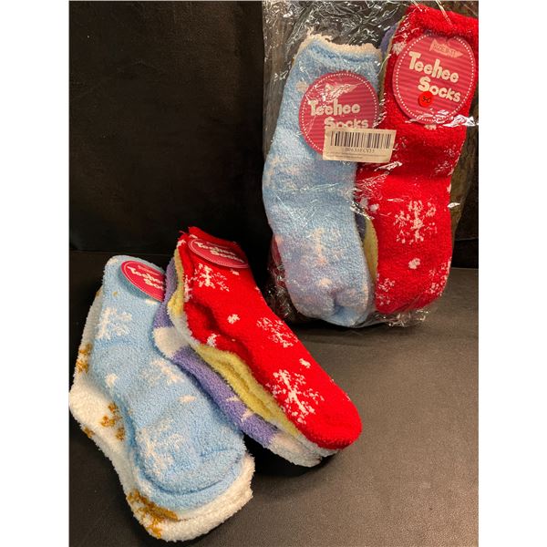 2 Packs of TeeHee Cozy Fuzzy Warm Slipper Crew Socks for Women - 5 Pairs Per Pack - Brand New