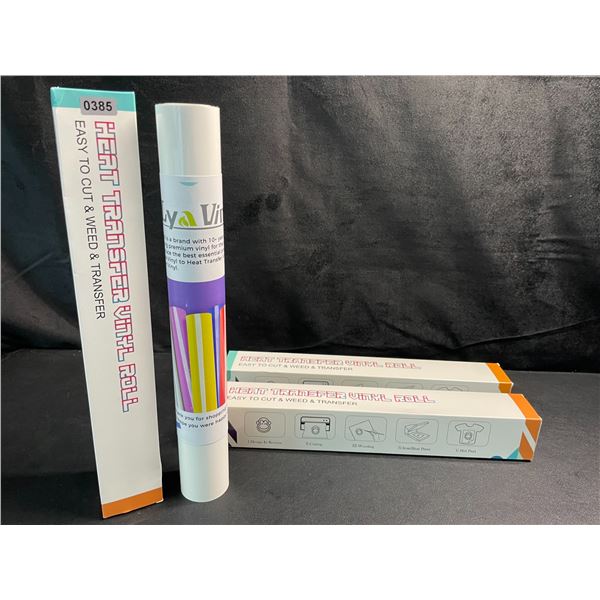 3 Large Rolls of LyaVinyl Heat Transfer Vinyl - White - Brand New!
