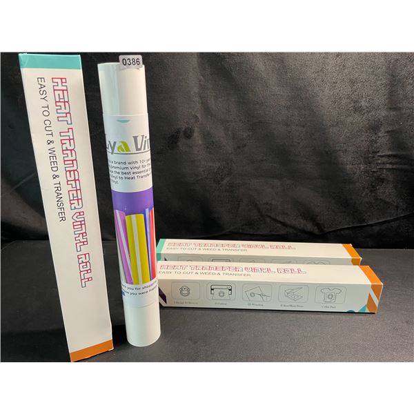 3 Large Rolls of LyaVinyl Heat Transfer Vinyl - White - Brand New!