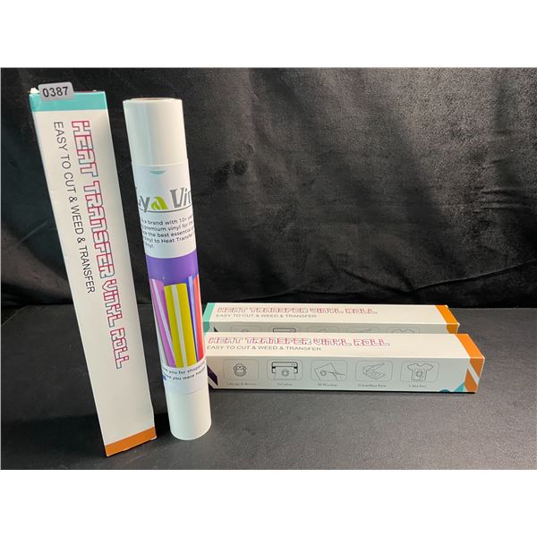 3 Large Rolls of LyaVinyl Heat Transfer Vinyl - White - Brand New!