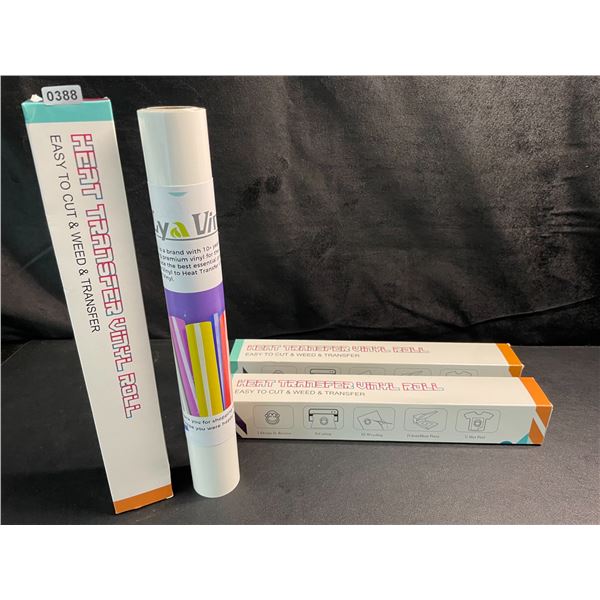 3 Large Rolls of LyaVinyl Heat Transfer Vinyl - White - Brand New!