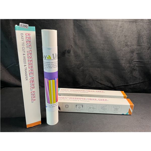 3 Large Rolls of LyaVinyl Heat Transfer Vinyl - White - Brand New!
