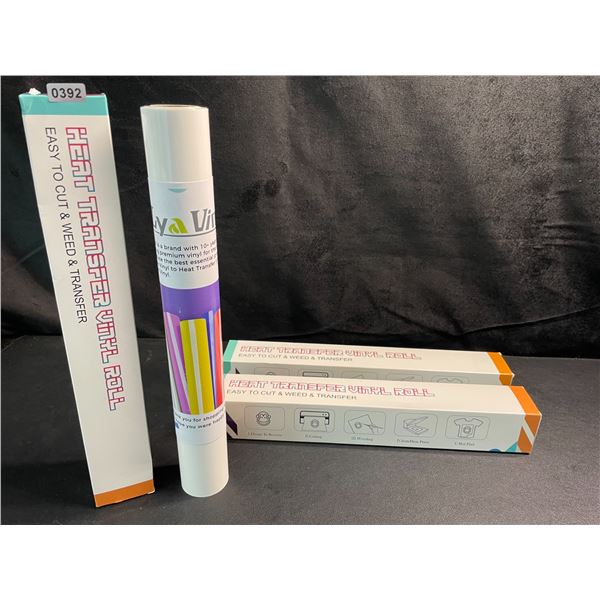 3 Large Rolls of LyaVinyl Heat Transfer Vinyl - White - Brand New!