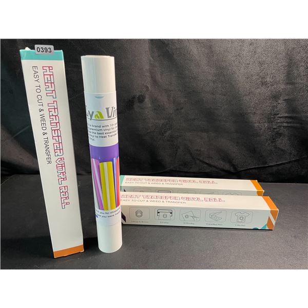 3 Large Rolls of LyaVinyl Heat Transfer Vinyl - White - Brand New!