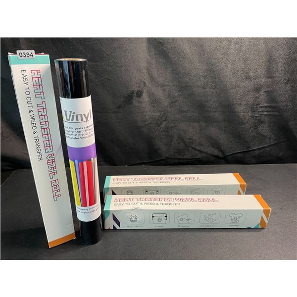 3 Large Rolls of LyaVinyl Heat Transfer Vinyl - Black - Brand New!