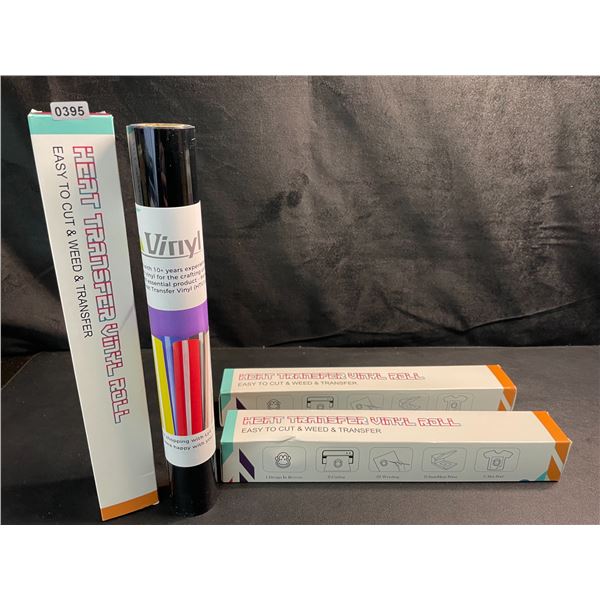 3 Large Rolls of LyaVinyl Heat Transfer Vinyl - Black - Brand New!