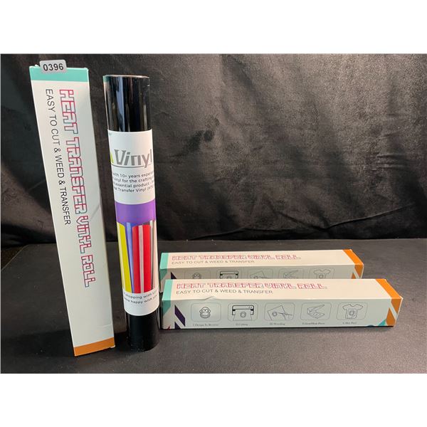 3 Large Rolls of LyaVinyl Heat Transfer Vinyl - Black - Brand New!