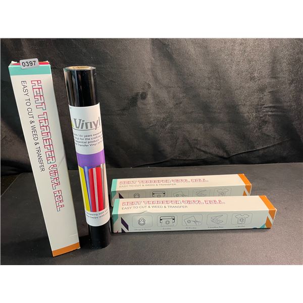 3 Large Rolls of LyaVinyl Heat Transfer Vinyl - Black - Brand New!