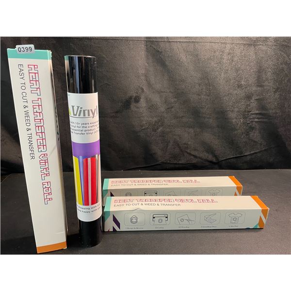 3 Large Rolls of LyaVinyl Heat Transfer Vinyl - Black - Brand New!