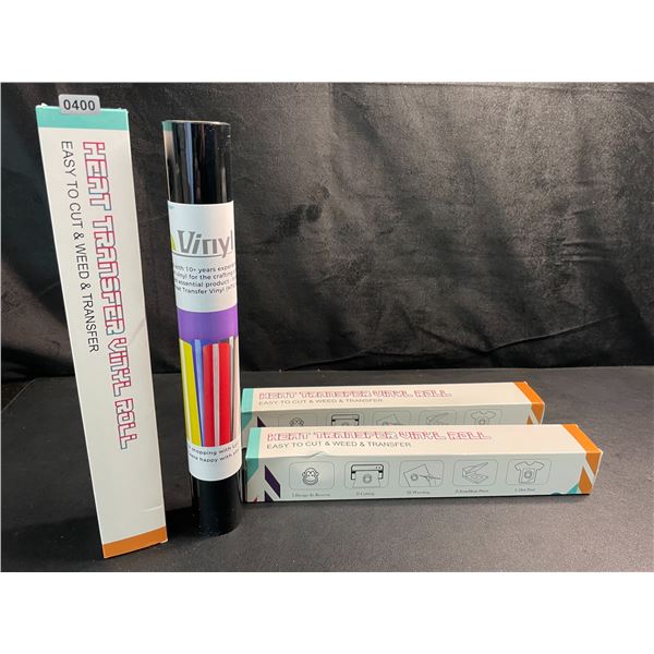 3 Large Rolls of LyaVinyl Heat Transfer Vinyl - Black - Brand New!