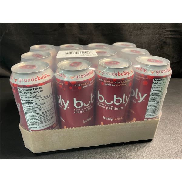 1 Case of Bubly Cherry Sparkling Water - 12 King Size/Tall Cans (473ml Each) - Cherry Bubly