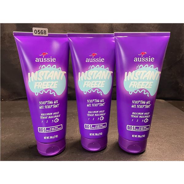 3 Aussie Instant Freeze Hair Sculpting Gel - Maximum Hold for All Hair Types - 198g Each
