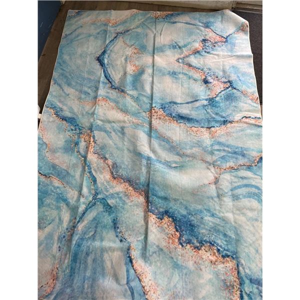 1 Large Area Rug/Carpet - Abstract Blue Wave Design - Large 82" x 58" Size - New