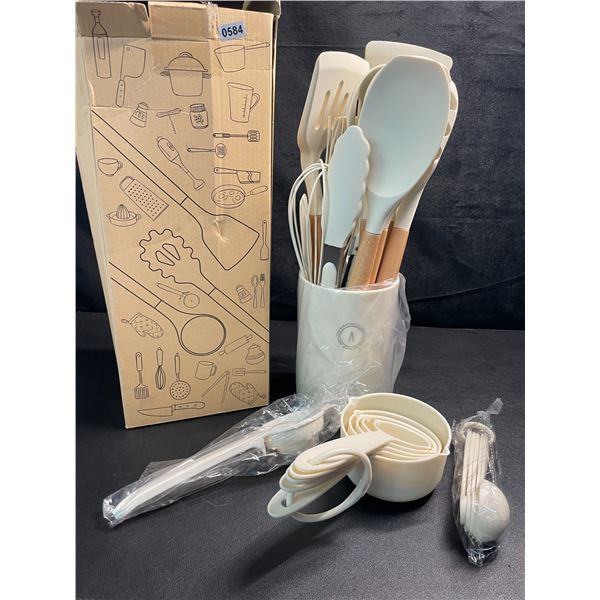 1 Silicone Kitchen Utensil Set - White/Cream Colour - Brand New