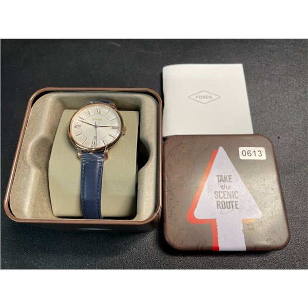 1 Fossil Ladies Watch - Blue Navy Leather Band & Rose Gold Plated Watch - BRAND NEW!