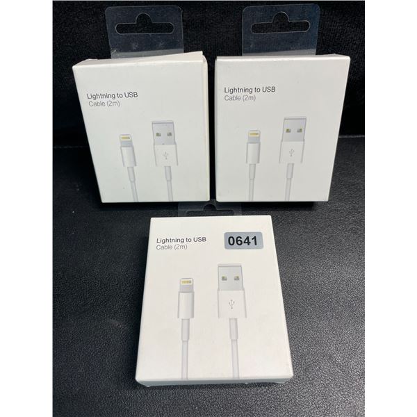 3 Lightning-to-USB Charging Cables for Apple Devices (2m Length) - New