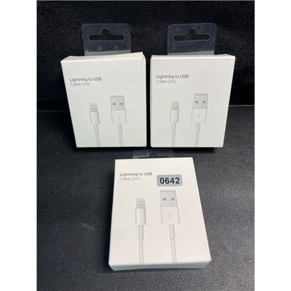 3 Lightning-to-USB Charging Cables for Apple Devices (2m Length) - New