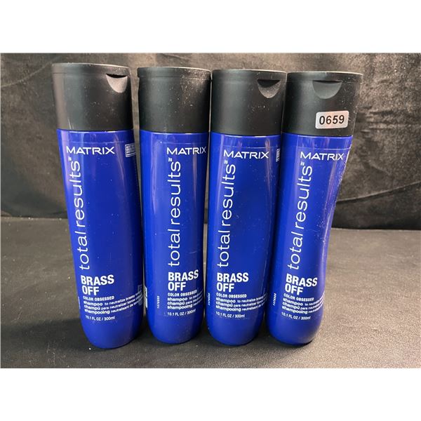 4 Bottles of Matrix Brass Off Color Obsessed Shampoos (300ml) - Neutralizes Brassy Tones - New