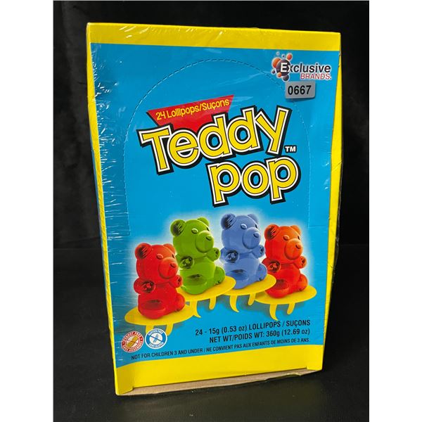 1 Case of Teddy Pops Lollipops Candy - 24 Units Included - New Sealed