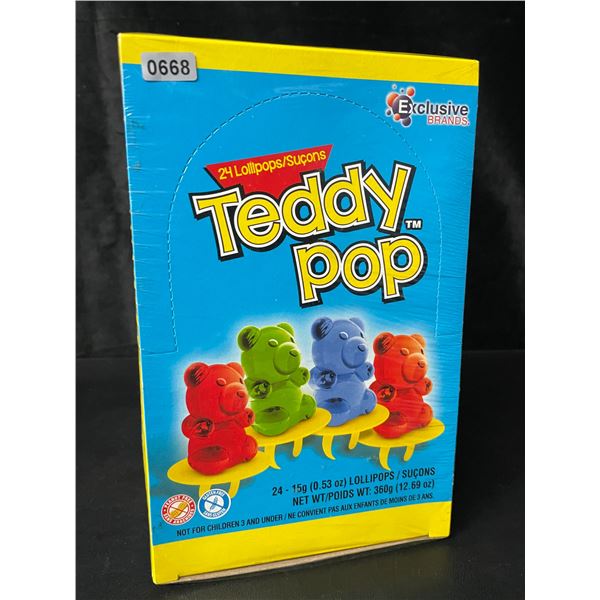 1 Case of Teddy Pops Lollipops Candy - 24 Units Included - New Sealed