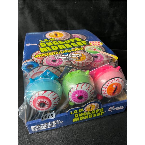 1 Case of Cyclops Monster Jawbreakers Candy - Assorted Flavours - 12 Units - New Sealed