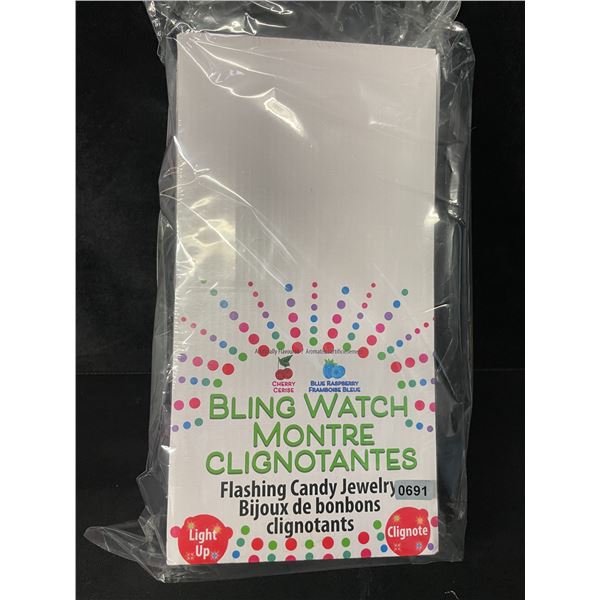 1 Case of Bling Watch Flashing Candy Jewelry - Cherry & Blue Raspberry - New Sealed